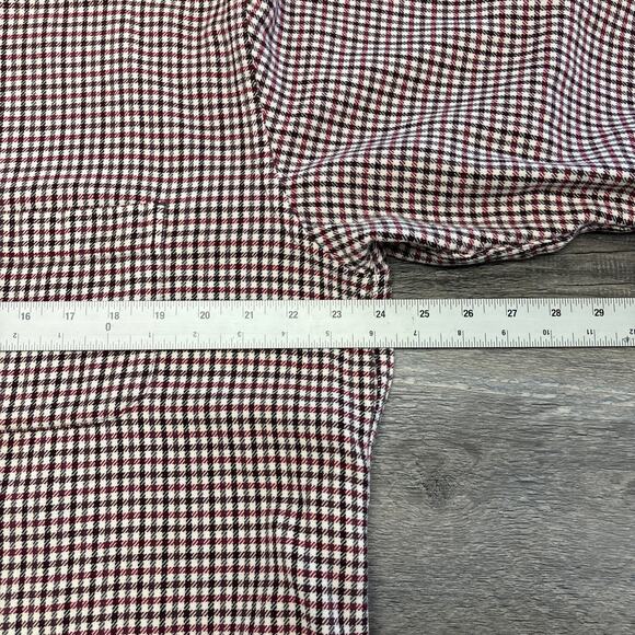 Eddie Bauer Red White Mens L Tall Woven Gingham Check Woven Flannel Shirt - Picture 4 of 10